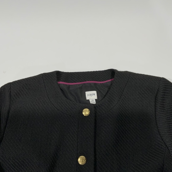 J. Crew Sz 18 Black Tweed Lady Jacket cropped collarless blazerBS929 BS928 - Picture 3 of 8
